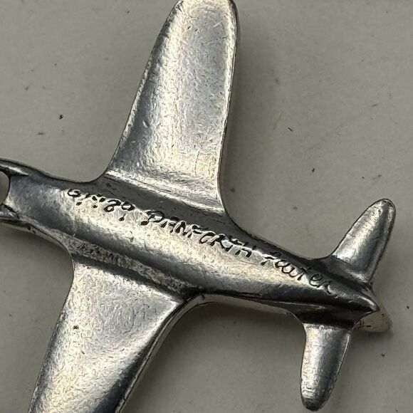 Vtg Danforth Vermont Pewter Bookmark Blue Ribbon Plane Globe Box Travel Reading - Picture 8 of 9